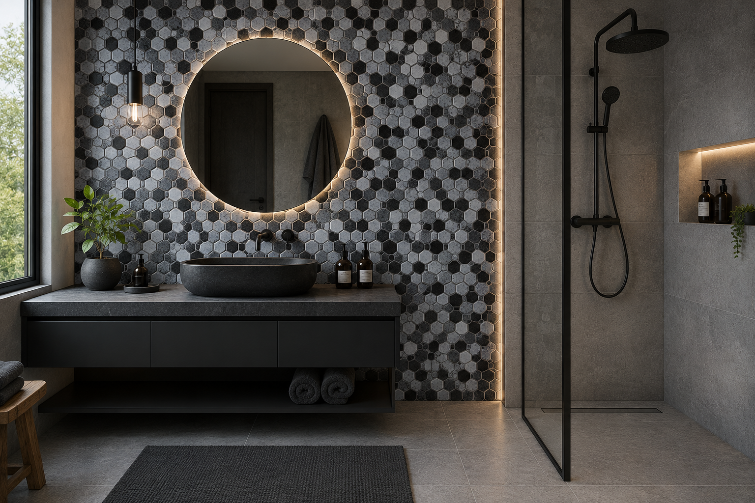 سرامیک استخری پشت توری 30*30بلونیا مشکی سفید (BOLOGNA-WHITE) - تصویر 3