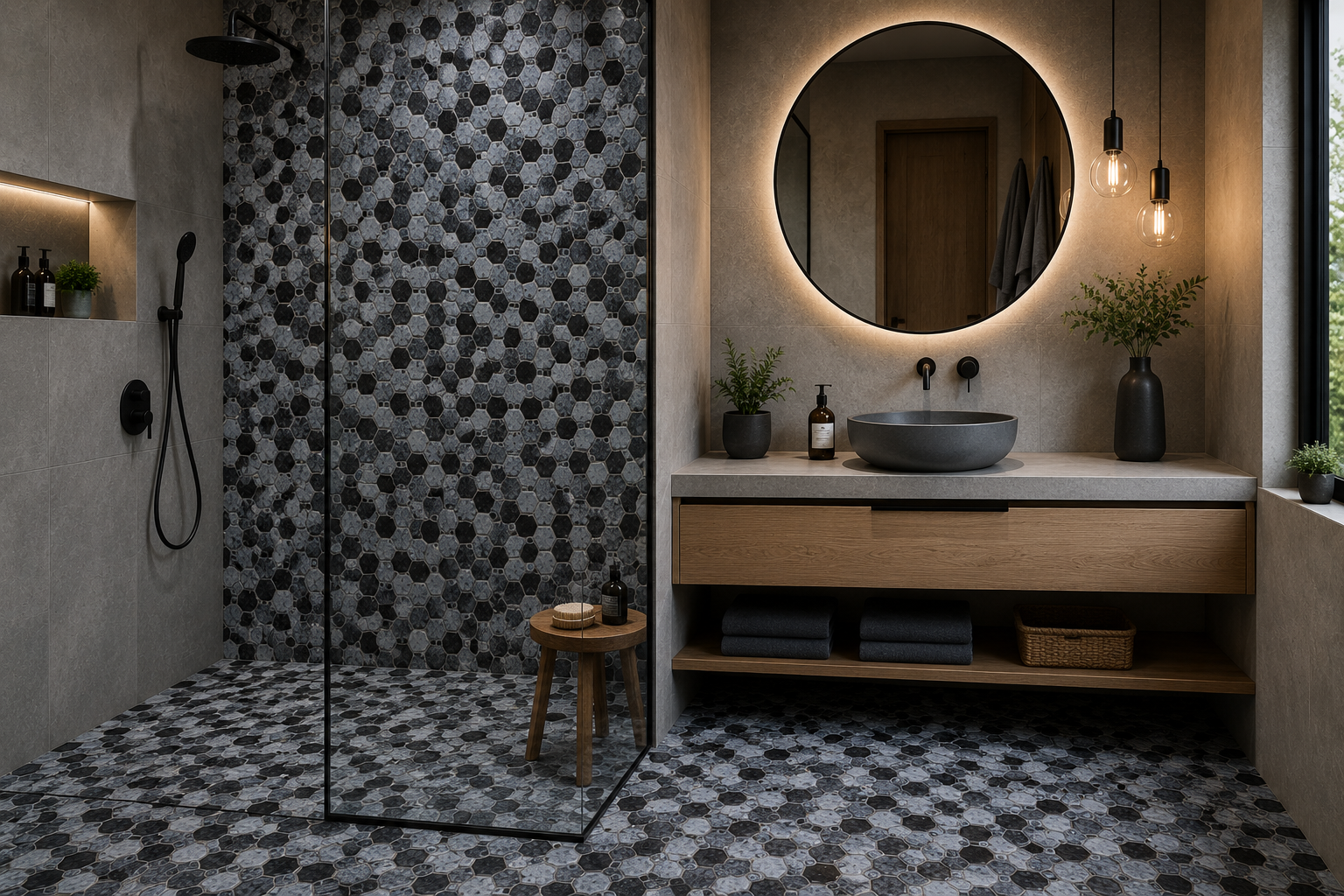 سرامیک استخری پشت توری 30*30بلونیا مشکی سفید (BOLOGNA-WHITE) - تصویر 4