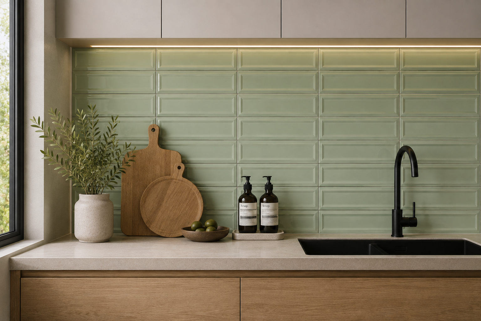 کاشی مترویی سایز30*10کونیک سبز(konic Green) - تصویر 3
