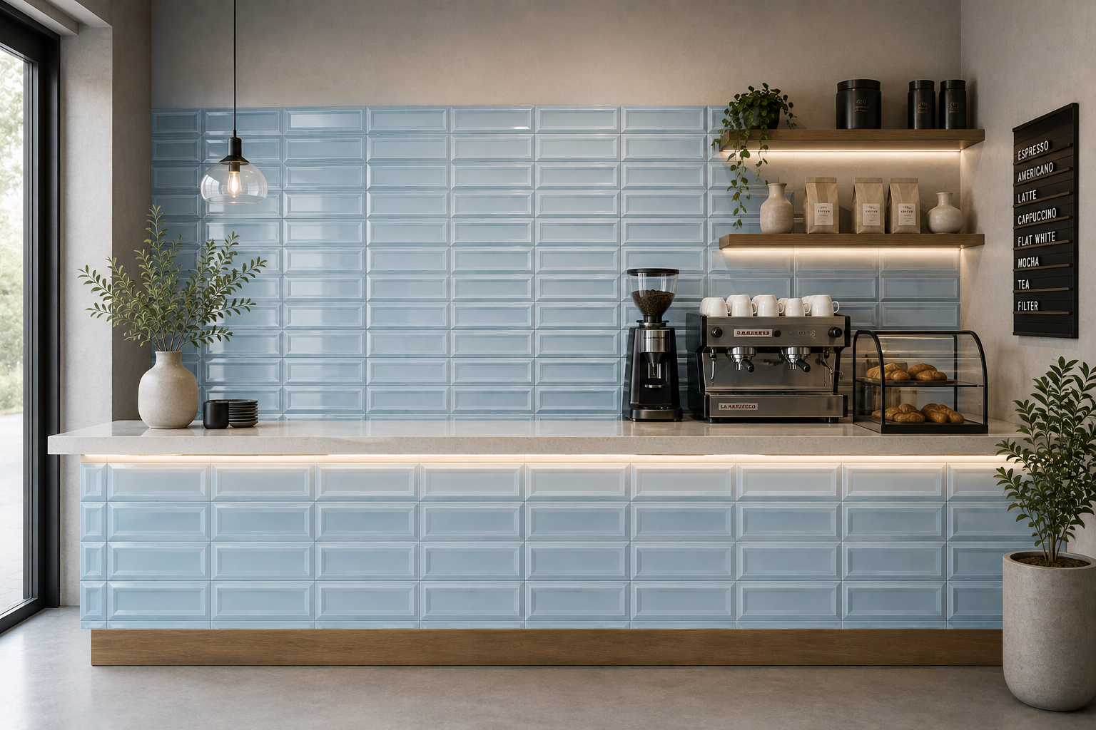 کاشی مترویی سایز30*10کونیک آبی روشن(konic Light Blue) - تصویر 4
