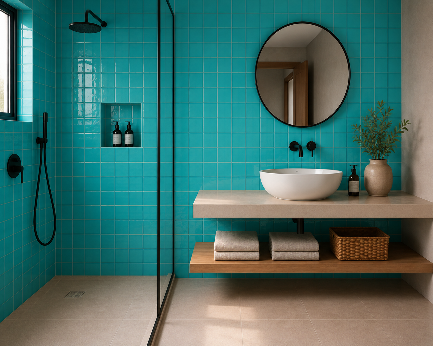 کاشی گبی سبز آکوا براق 15×15 | Gobi Flat Aqua Green Glossy - تصویر 3