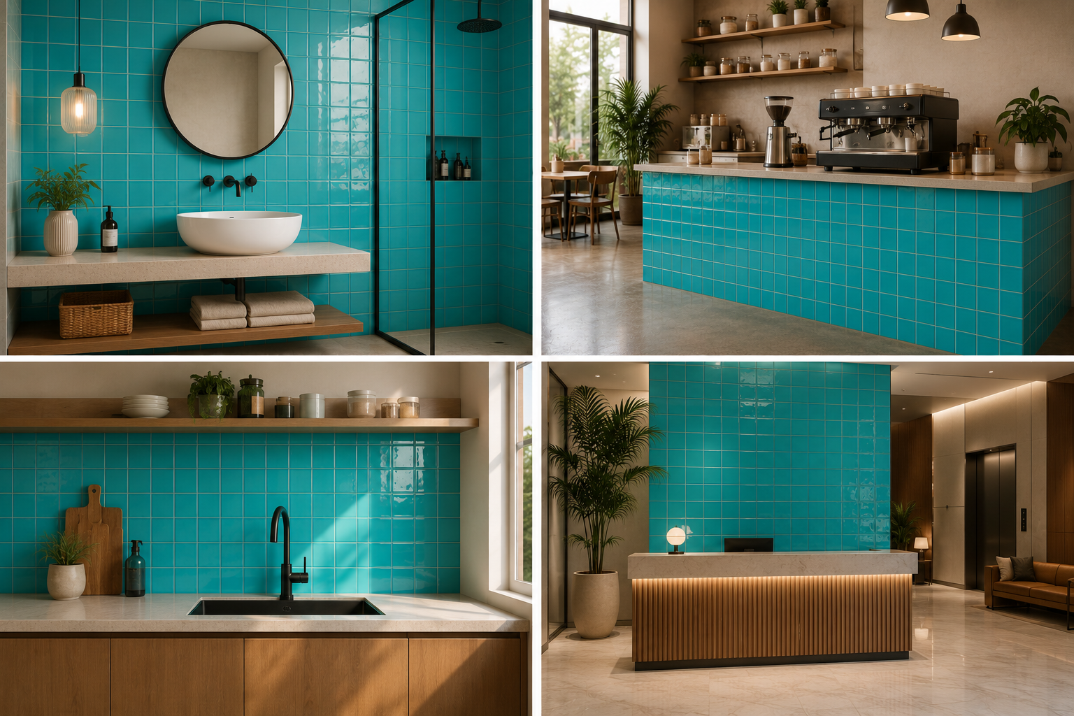 کاشی گبی سبز آکوا براق 15×15 | Gobi Flat Aqua Green Glossy - تصویر 6